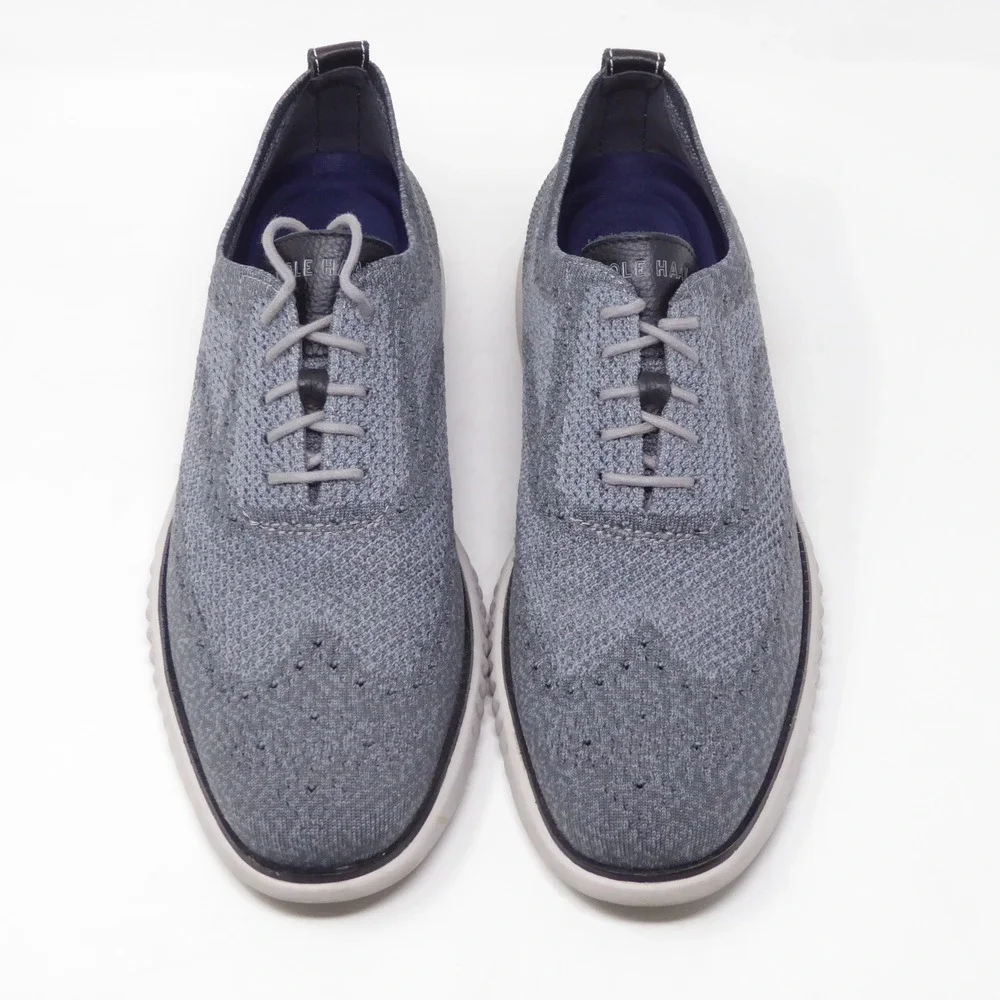 Cole Haan Mens 2.ZEROGRAND Stitchlite Oxford Gray Knit Wingtip C27565 Size 9.5
